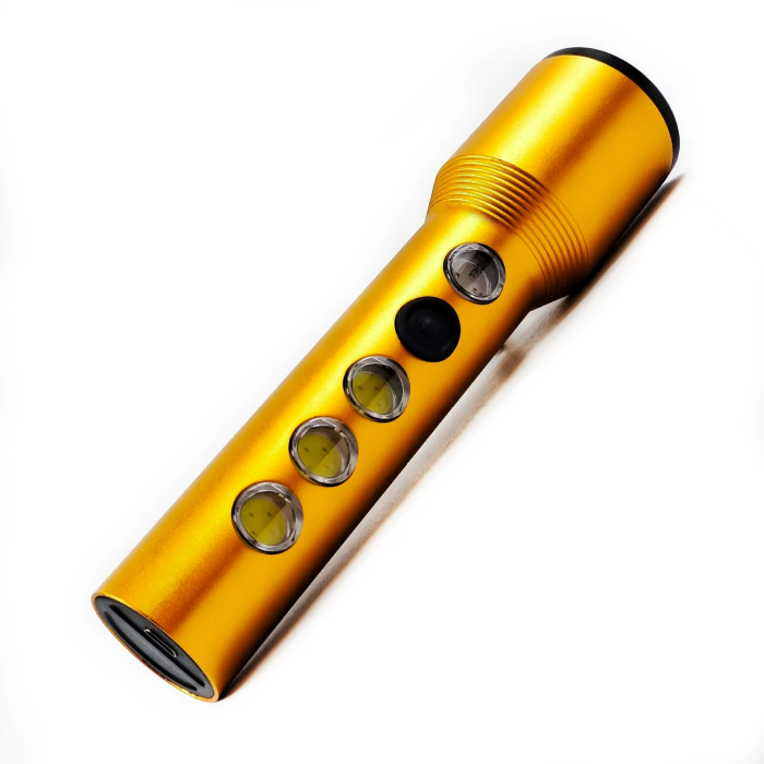 Мощный ручной фонарик с аккумулятором 5W+3COB, usb micro charge/ Светодиодный LED фонарь
