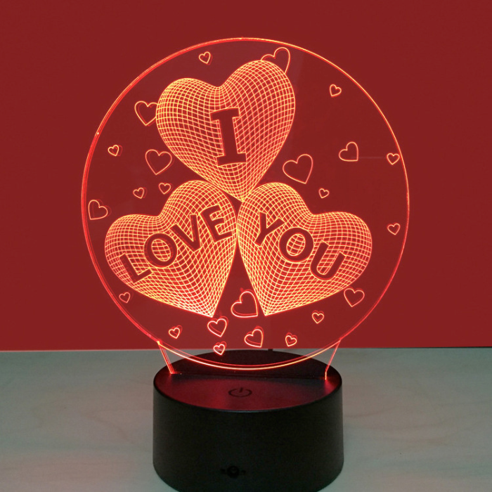 Светильник-ночник сердца 3D I LOVE YOU