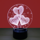 Светильник-ночник сердца 3D I LOVE YOU