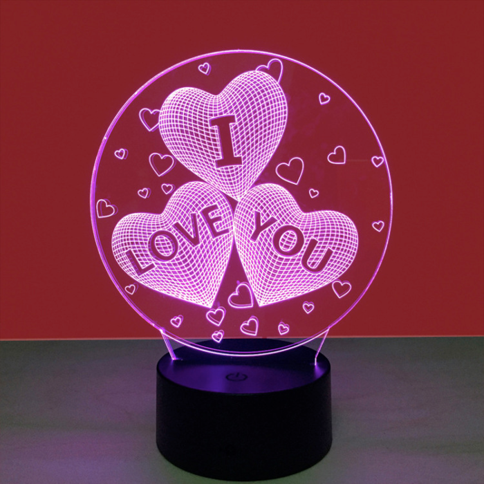 Светильник-ночник сердца 3D I LOVE YOU
