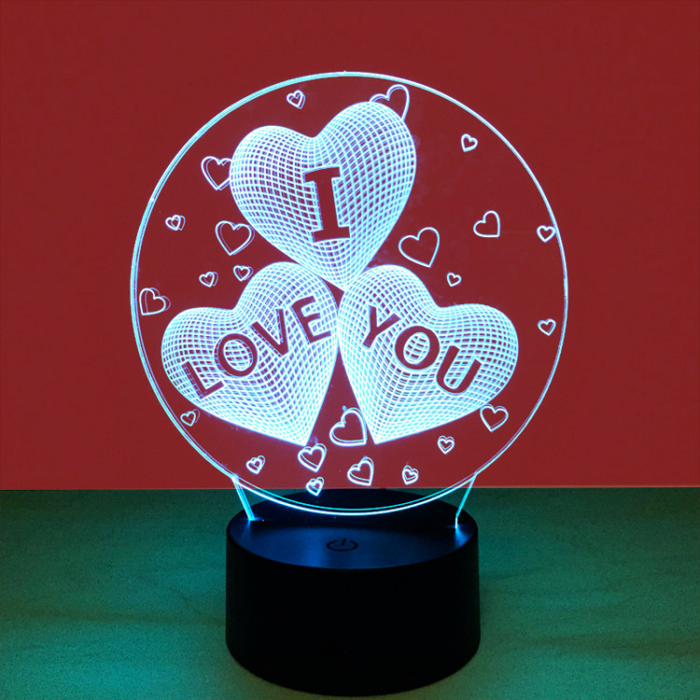 Светильник-ночник сердца 3D I LOVE YOU