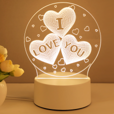 Светильник-ночник сердца 3D I LOVE YOU