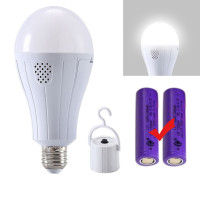 Лампочка з акумулятором 2x18650 20W світлодіодна, 2 режими: від 220В та автономно