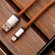 Кабель для заряджання телефонів USB - Lightning у шкіряному обплетенні, довжина 1 метр