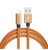 Кабель для заряджання телефонів USB - Lightning у шкіряному обплетенні, довжина 1 метр