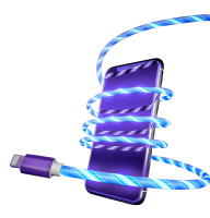 Світлодіодний кабель, що світиться, USB - Lightning 1м для зарядки та передачі даних