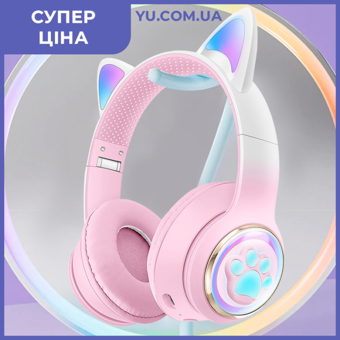 Беспроводные наушники Bluetooth AKZ-62 с кошачьими ушками и LED подсветкой
