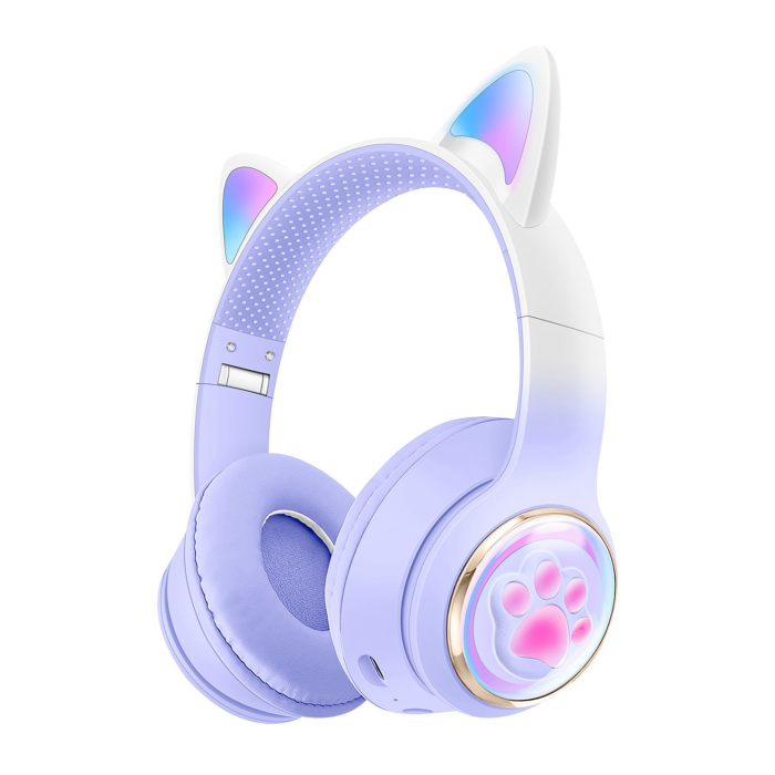 Беспроводные наушники Bluetooth AKZ-62 с кошачьими ушками и LED подсветкой