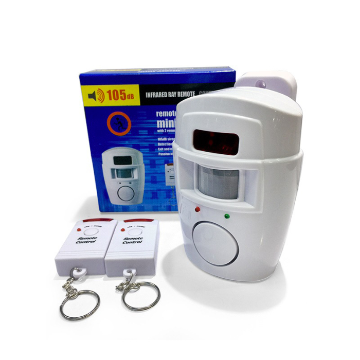 Сигнализация для дома ALARM-105 cенсорная инфракрасная на батарейках, беспроводной датчик движения + 2 пульта на брелке