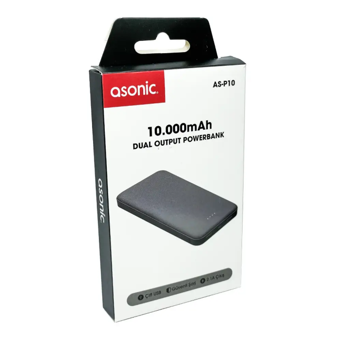 Повербанк Asonic AS-P10 10000 мАг 2*USB 2.1A 10W