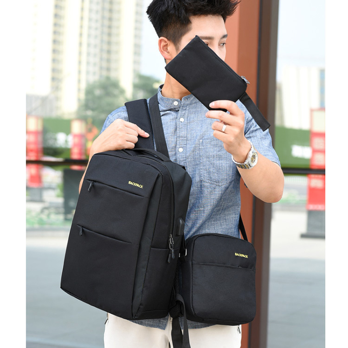 Універсальний набір рюкзак + сумка + гаманець BACK-PACK 3в1 Чорний