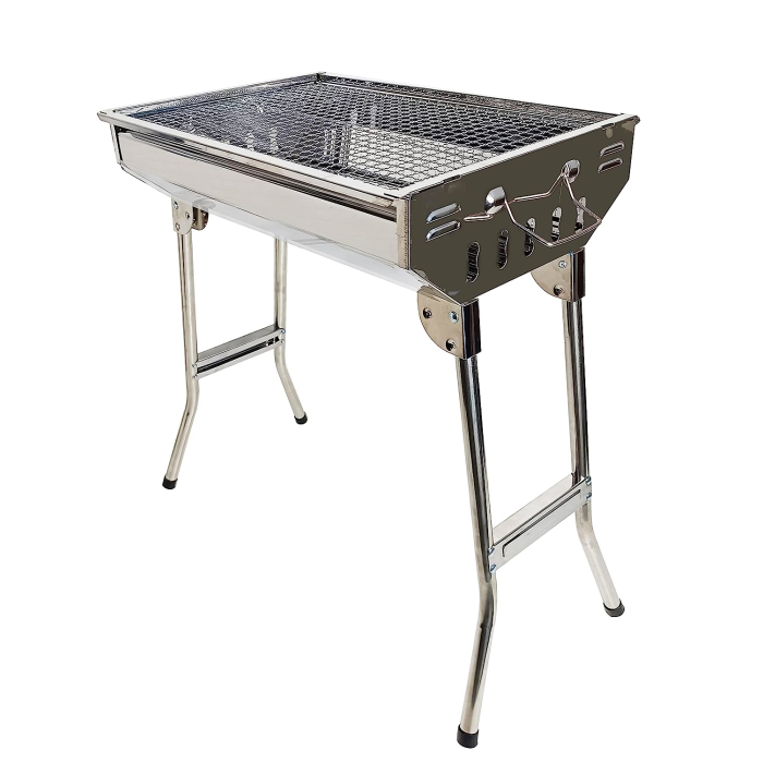 Переносной мангал гриль барбекю BARBECUE TRAY 883 770х350х190 см с решеткой, портативный мангал, угольный металлический