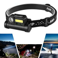 Ліхтар налобний BL-123 COB із USB зарядкою та сенсором