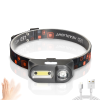 Налобный фонарик Bailong BL-1801A /1804A COB XPE + сенсор с usb-зарядкой