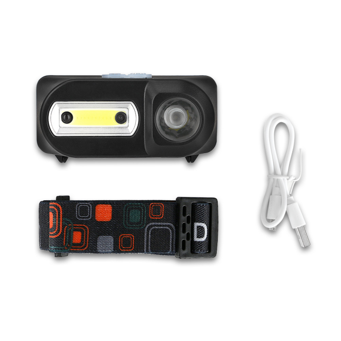 Налобний ліхтарик Bailong BL-1801A /1804A COB XPE + сенсор із usb-зарядкою