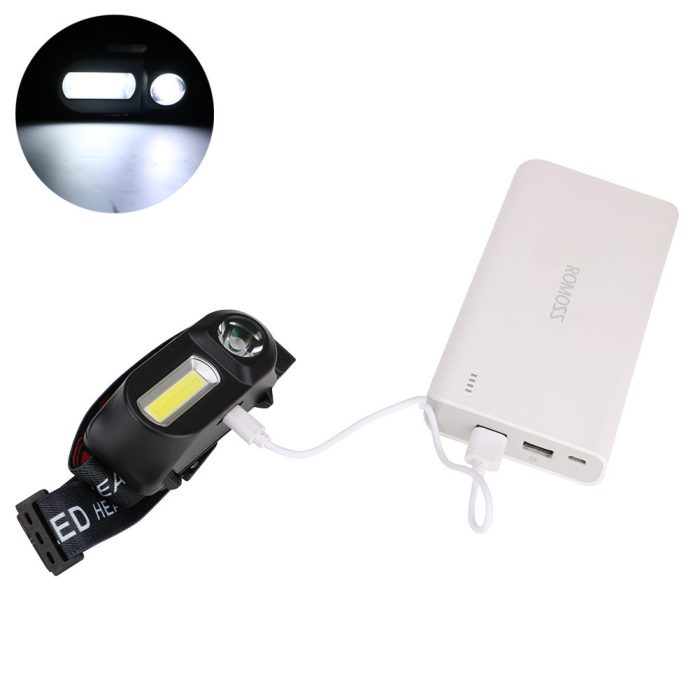 Налобний ліхтарик BL 1084 COB XPE + червоне світло із usb-зарядкою
