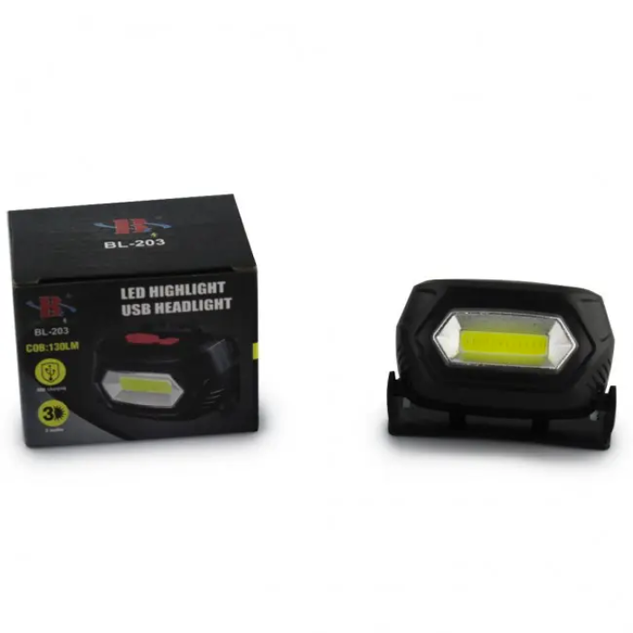 Налобний ліхтар на акумуляторі 1200мАч BL-203 COB з USB-зарядкою