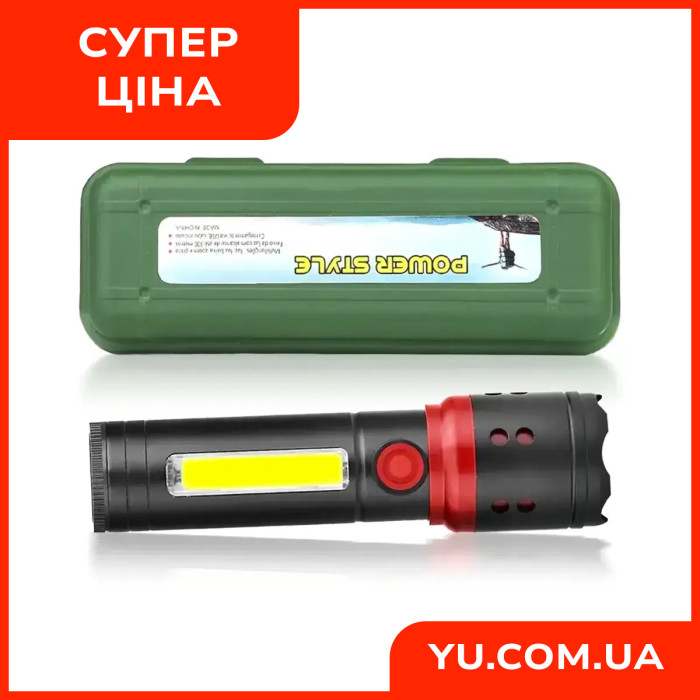 Ліхтарик акумуляторний Bailong BL-F861 COB 3W+1W водостійкий, ударостійкий, USB