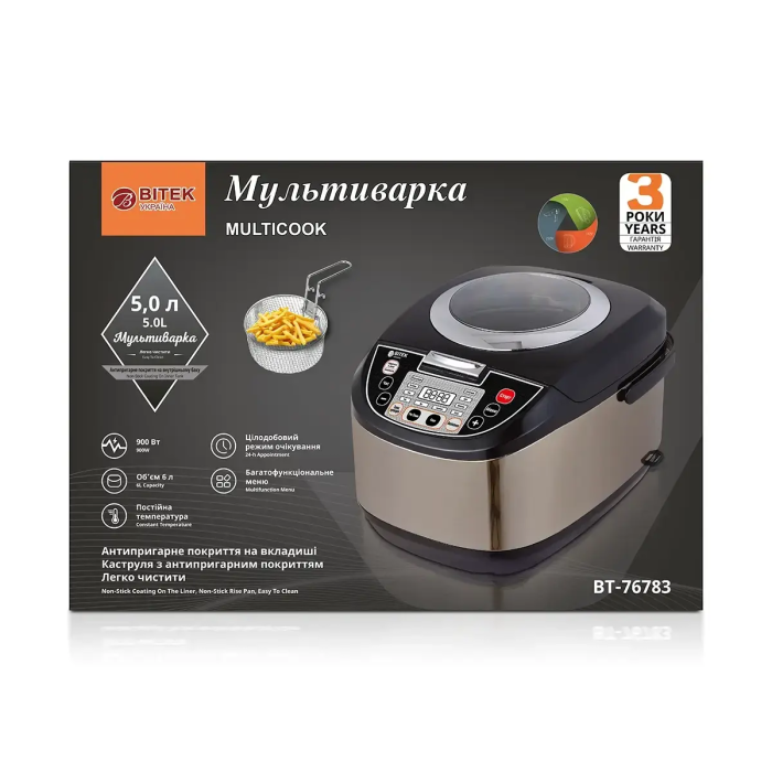 Мультиварка 5,0л 900Вт 21 програма BITEK BT-76783