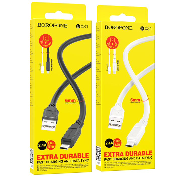 Кабель USB - micro USB Borofone BX81 Goodway 1 метр 2,4А