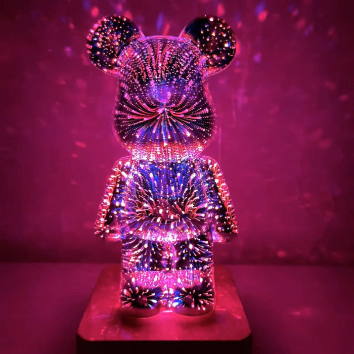3D ночник мишка фейерверк стеклянный RGB светильник лампа медведь Bearbrick 8 цветов