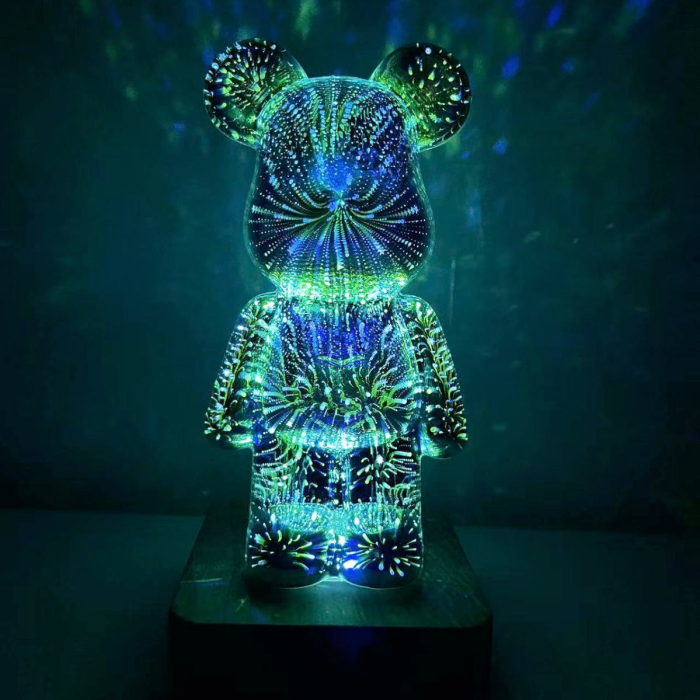 3D ночник мишка фейерверк стеклянный RGB светильник лампа медведь Bearbrick 8 цветов