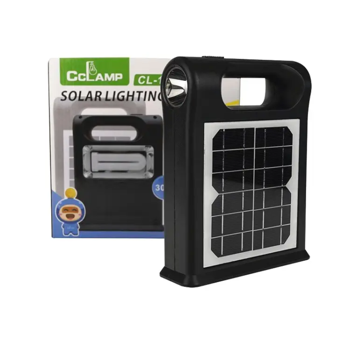 Солнечная система-фонарь CL-12 30W (фонарь, 2 лампы, солнечная батарея, Power bank)