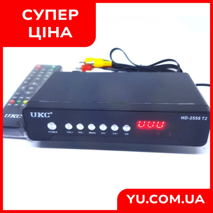 Тюнер DVB-T2 2558 METAL з підтримкою wi-fi адаптера (з екраном)