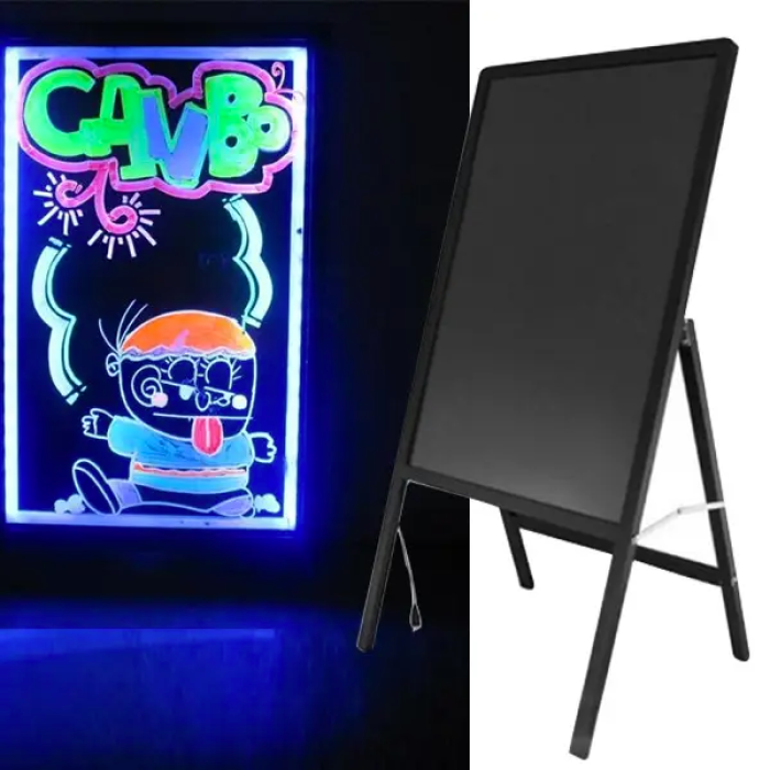 Світлодіодна дошка для малювання FLUORECENT BOARD WITH STAND 50*70 на стійці з фломастером та серветкою