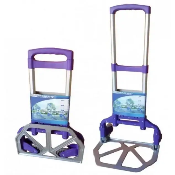 Портативная складная тележка Folding Hand Truck алюминиевая (фиолетовая) на колесиках до 80 кг