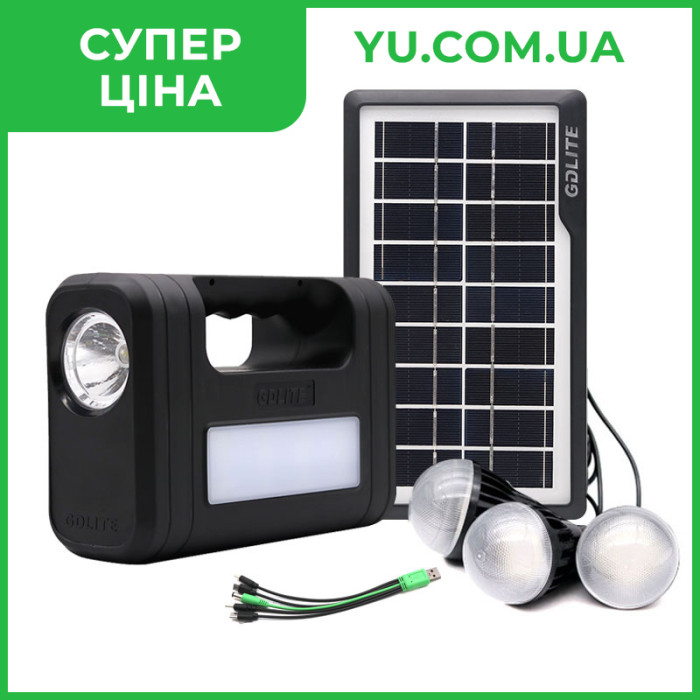 Фонарь аккумуляторный PowerBank GD 8017 Smart с солнечной панелью и 3 лампами