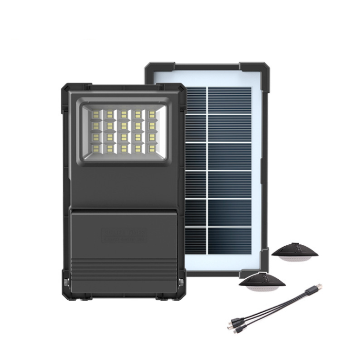 Прожектор с солнечной панелью и PowerBank 3000мАч, GDTimes GD-07A + 2 лампы