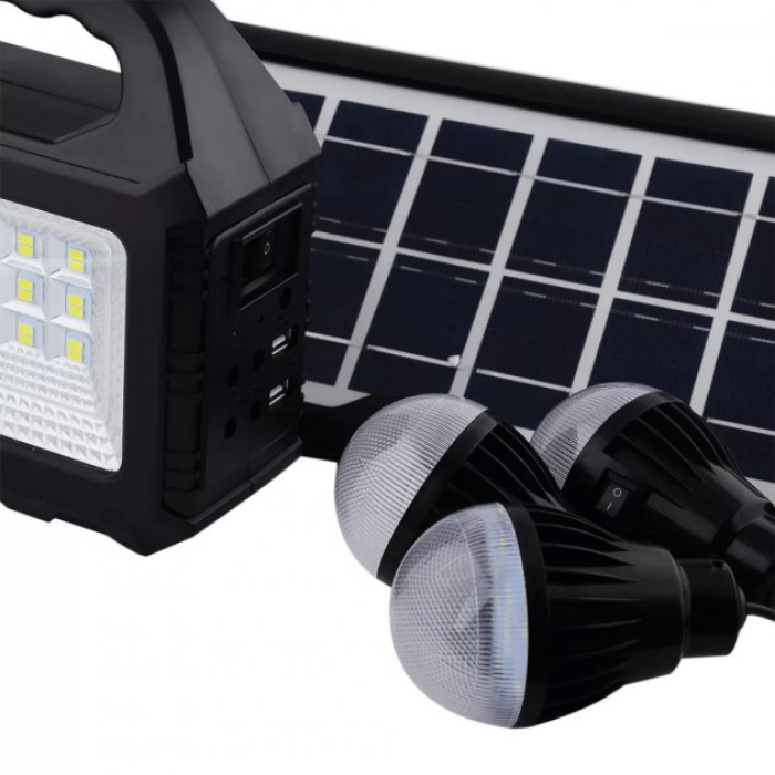 Багатофункціональний LED ліхтар GD-101 із сонячною панеллю, 3 лампочки, powerbank