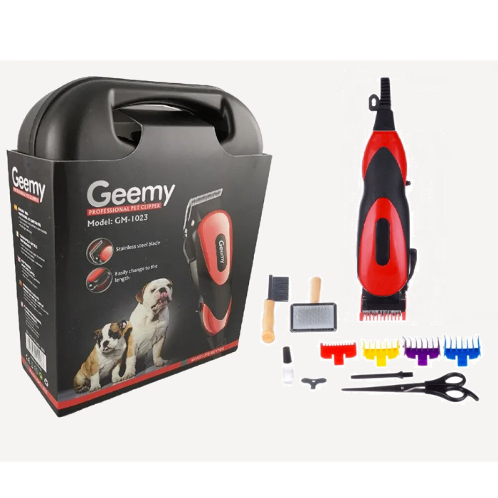 Професійна машинка для стрижки котів та собак 4 насадки Gemei GM-1023 грумінг, тримінг 220В для домашніх тварин