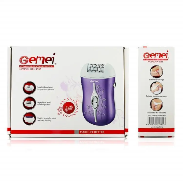 Жіноча електробритва епілятор Gemei GM-3055 3 в 1 для бікіні ніг епілятор з насадкою для гоління