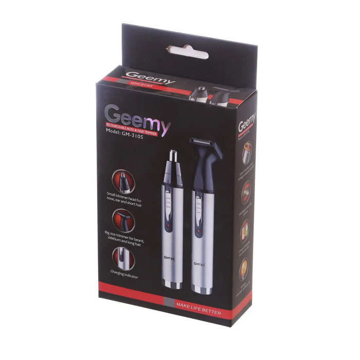 Тример Gemei GM-3105 акумуляторний з насадками 2 в 1 для бороди, брів, вусів, носа та вух акумуляторна електробритва