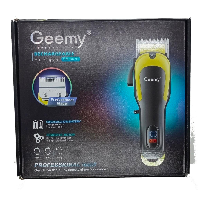 Професійна машинка для стрижки Gm-6670 акумуляторна LED-дисплей + 4 насадки