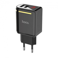 Сетевой Адаптер 2USB с дисплеем Hoco C39A Enchanting (функция быстрой зарядки) Черный