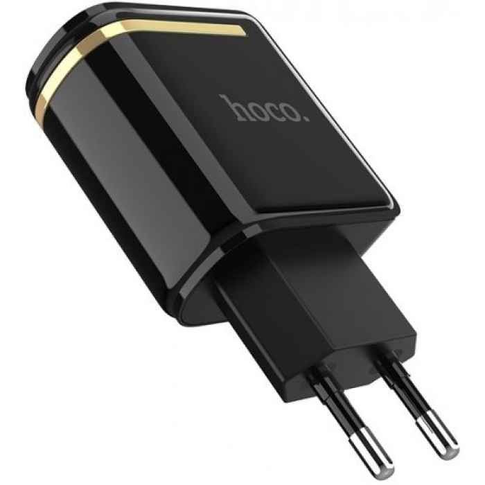Мережевий адаптер 2USB з дисплеєм Hoco C39A Enchanting (функція швидкої зарядки) Чорний