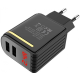 Мережевий адаптер 2USB з дисплеєм Hoco C39A Enchanting (функція швидкої зарядки) Чорний
