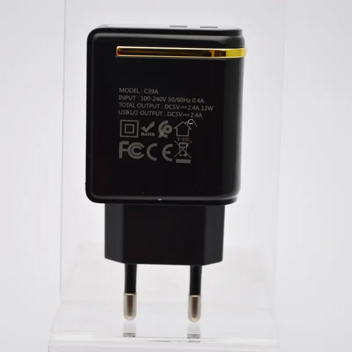 Мережевий адаптер 2USB з дисплеєм Hoco C39A Enchanting (функція швидкої зарядки) Чорний