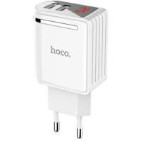 Сетевой Адаптер 2USB с дисплеем Hoco C39A Enchanting (функция быстрой зарядки) Белый
