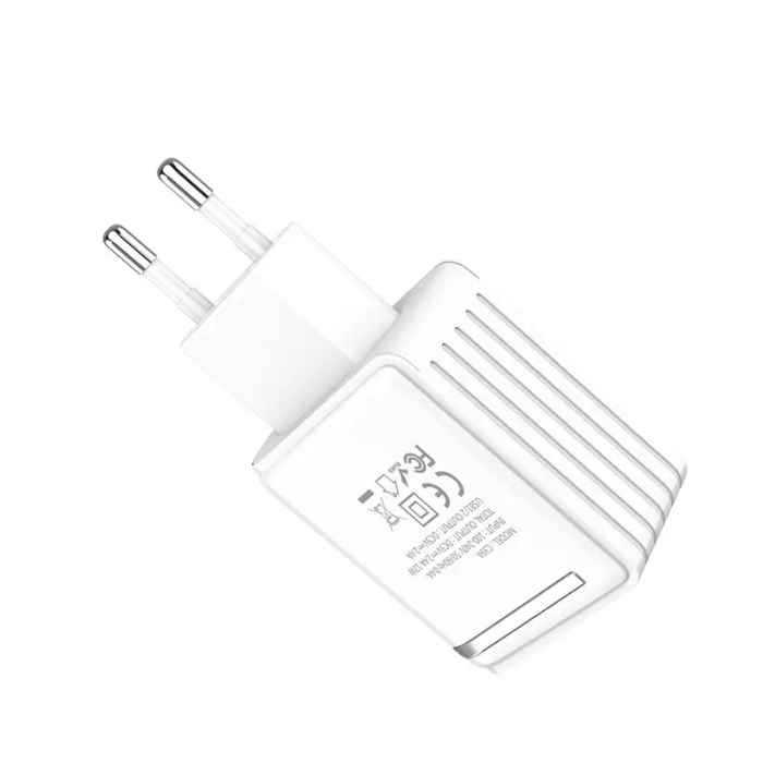 Сетевой Адаптер 2USB с дисплеем Hoco C39A Enchanting (функция быстрой зарядки) Белый