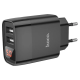 Зарядний пристрій з дисплеєм та кабелем USB - Lightning Hoco C86A Illustrious (2USB/2.4A) Чорний