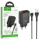 Зарядний пристрій з дисплеєм та кабелем USB - Lightning Hoco C86A Illustrious (2USB/2.4A) Чорний
