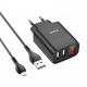 Зарядное устройство с дисплеем и кабелем USB - micro USB Hoco C86A Illustrious (2USB/2.4A) Черный
