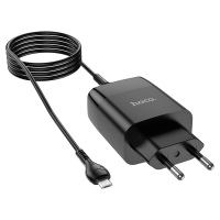 Зарядное устройство с дисплеем и кабелем USB - micro USB Hoco C86A Illustrious (2USB/2.4A) Черный