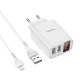 Зарядное устройство с дисплеем и кабелем USB - Lightning Hoco C86A Illustrious (2USB/2.4A) Белый