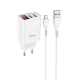 Зарядний пристрій з дисплеєм та кабелем USB - micro USB Hoco C86A Illustrious (2USB/2.4A) Білий