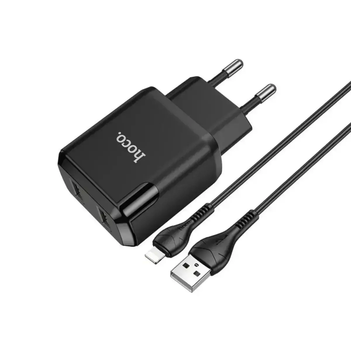 Зарядний пристрій 220В USBx2 з кабелем USB - Lightning Hoco N7 Speedy